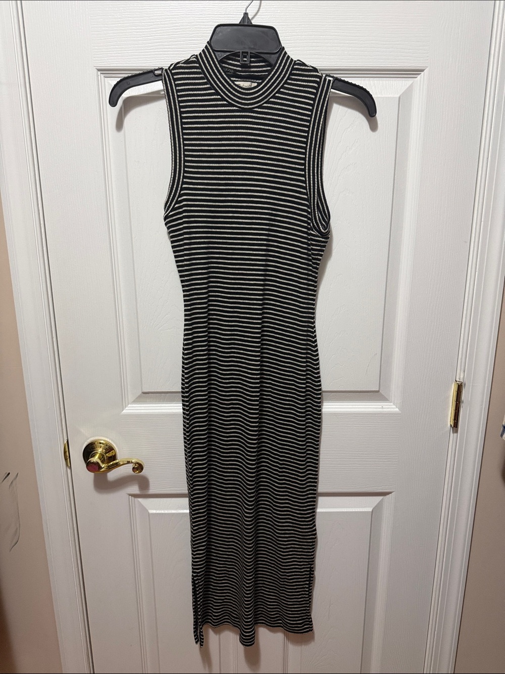 Madewell Black & White Striped Sleeveless Maxi Dress